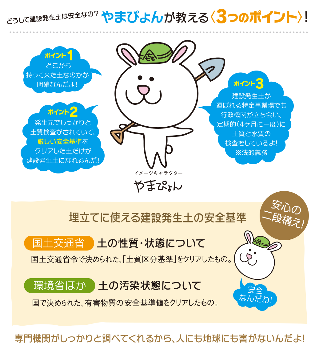 どうして建設発生土は安全なの？やまぴょんが教える3つのポイント！
